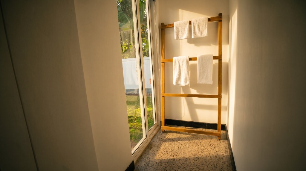 Fresh Bath Towel Amenities & Garden Sunlight
