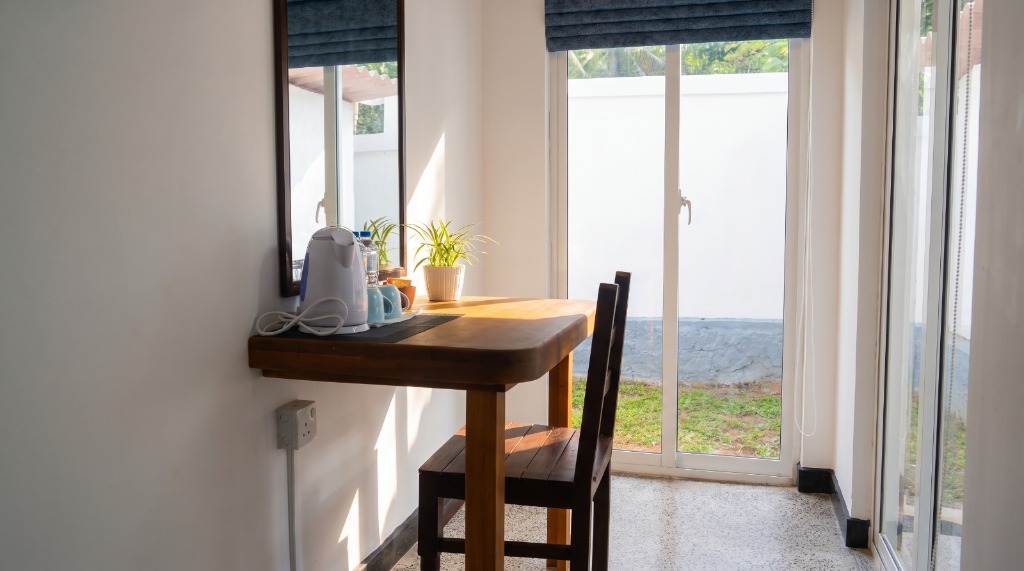 Garden View Work Desk & Private Patio Access
