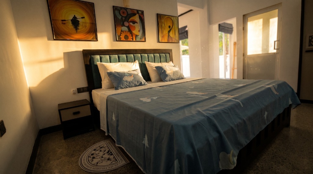 Sunlit Bedroom Suite with Artisan Wall Art